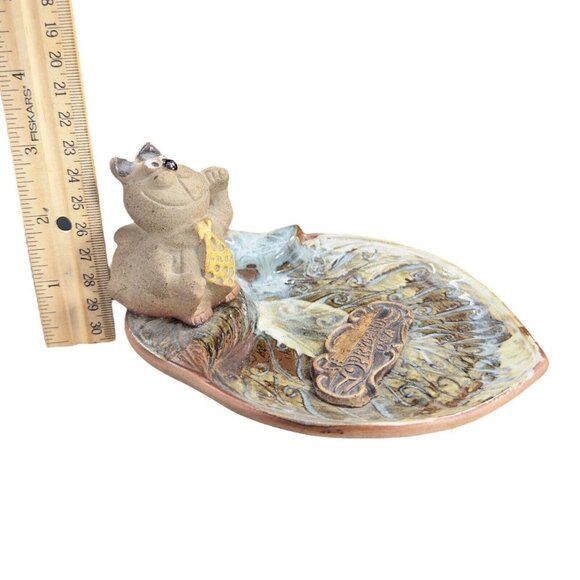 Vintage Pottery Craft Pryland USA Cat W Tie Trinket Dish Plate Hand Made Ceramic - Picture 8 of 10